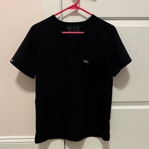 Figs Black V-Neck Scrub Top